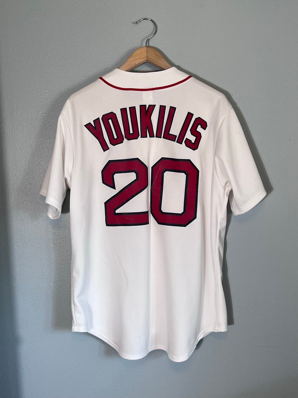 Kevin Youkilis Jersey White Boston Red Sox Baseball 20 Sz Large Mens Majestic